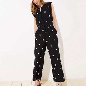 LOFT black and white polka dot jumpsuit